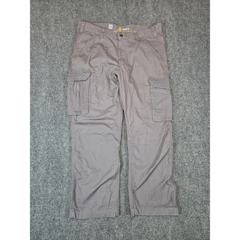 Carhartt Force Relaxed Fit Cargo Pants Mens 42x34 Grey Ripstop Work Trousers